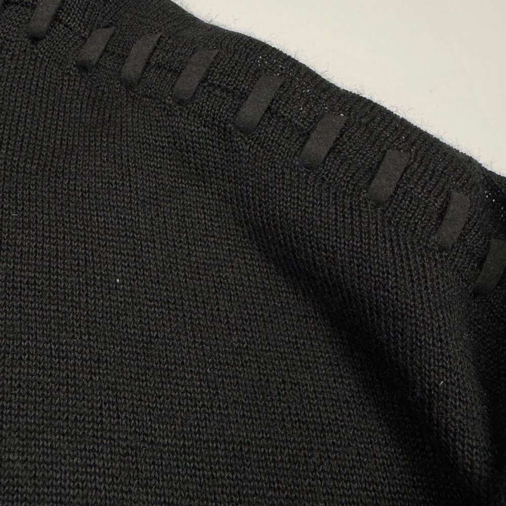 Aqua Black Sweater Fringe Detail Wool Blend Pullover XS Oversized - Picture 6 of 9